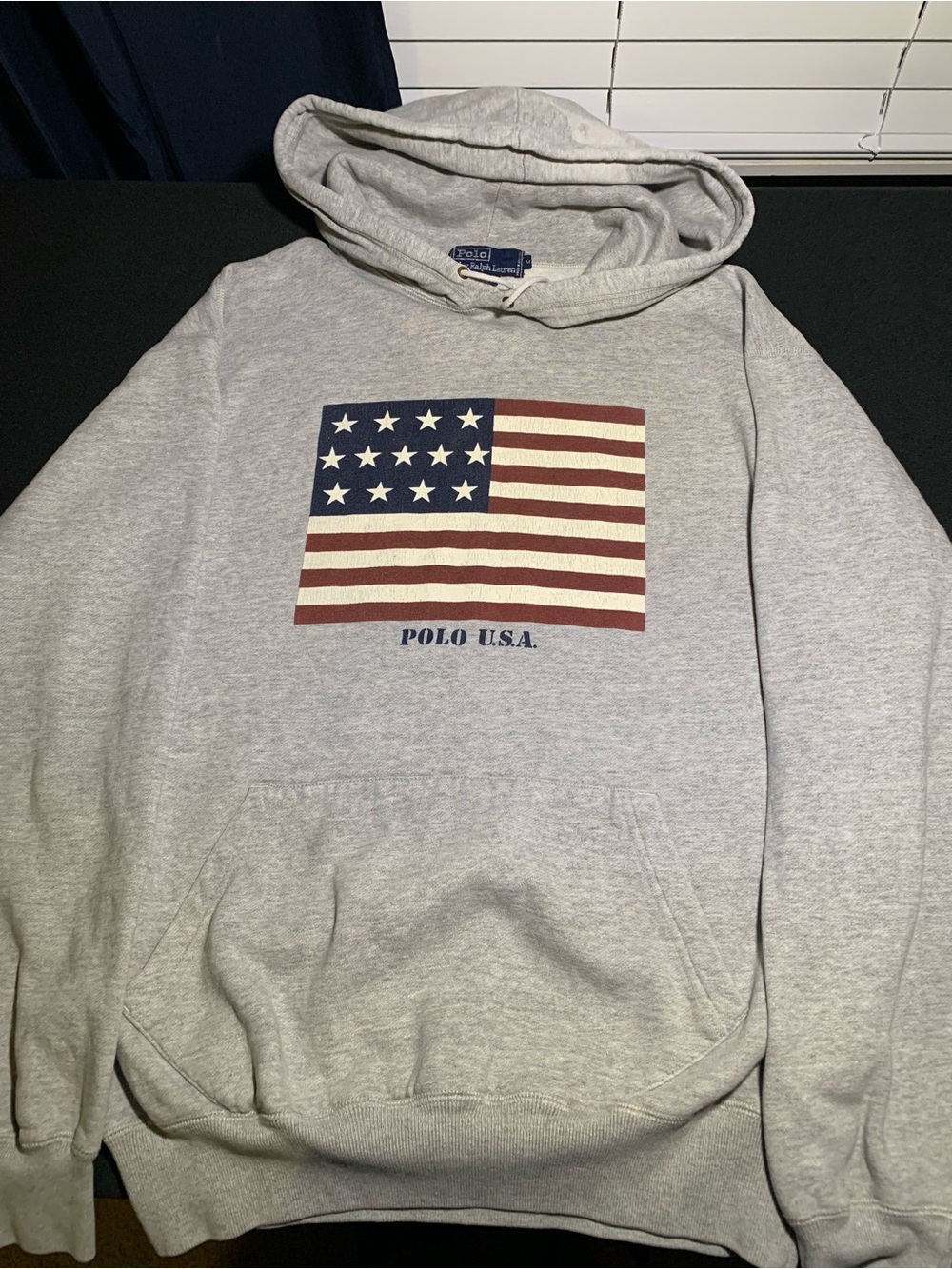 Vintage Polo by Ralph Lauren Polo USA 13 star flag pullover hoodie-men’s Medium